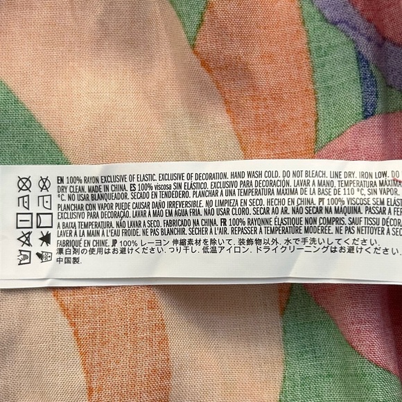 H&M Floral Purple Yellow Orange Print Maxi Tiered Dress Smocked Top Tropical - Picture 8 of 11